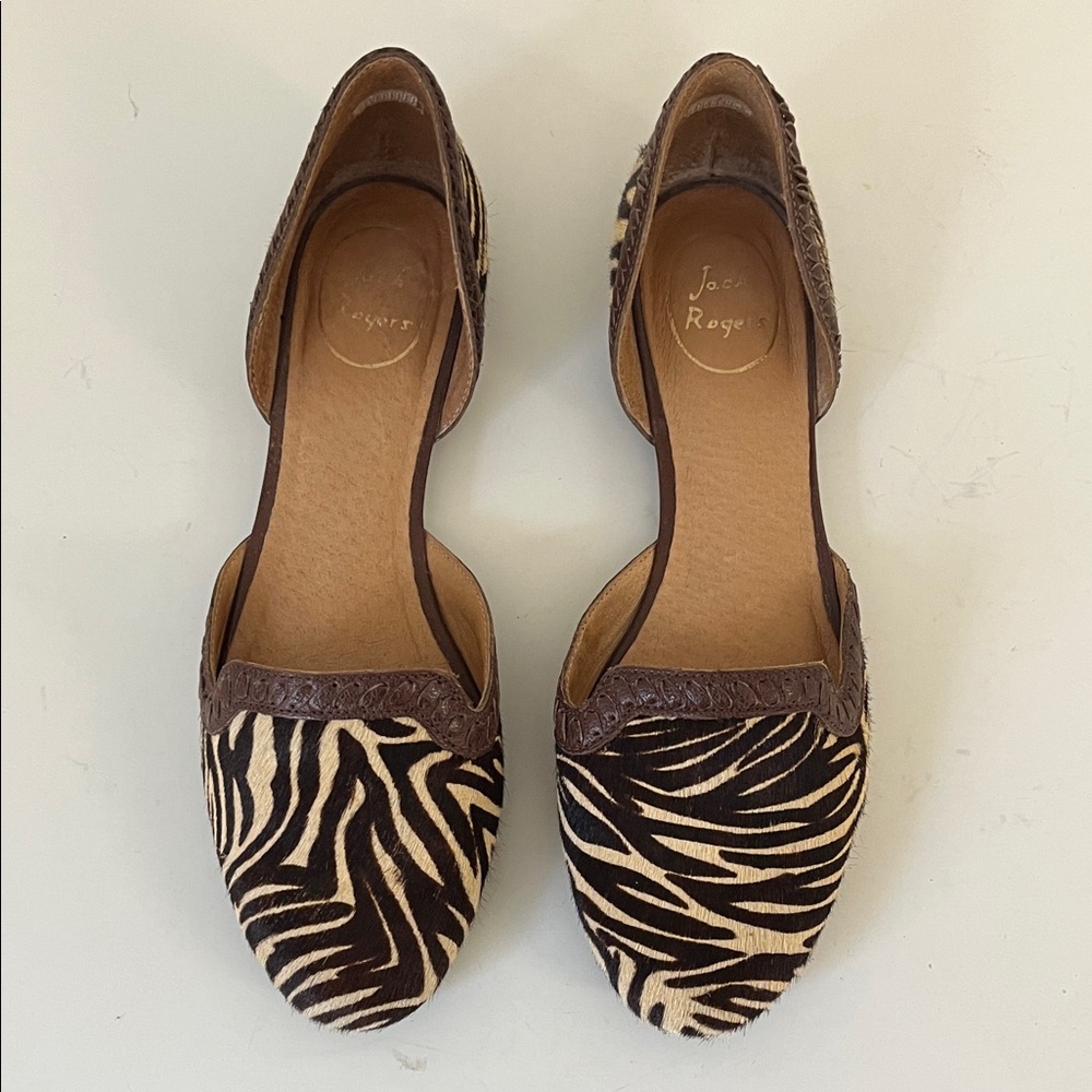 Jack Rogers Zebra Pattern Flats - Brown and Black